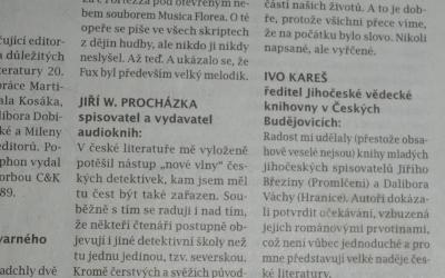 Účast v anktetě Literárních novin, číslo 12/2015